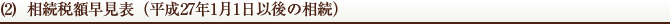 (2)相続税額早見表（平成27年1月1日以後の相続）